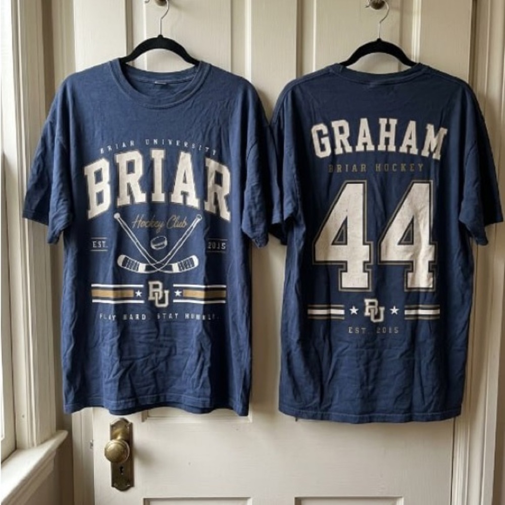 BriAr Hockey Club Graphic Tee — Navy w/ Cream Print